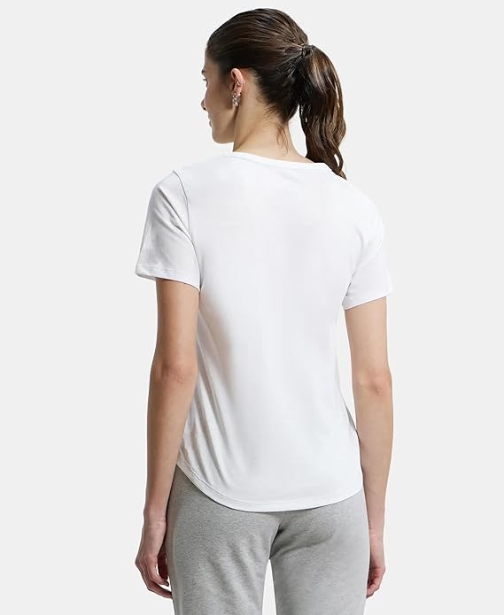 Jockey AW88 Women's Super Combed Cotton Rich Relaxed Fit Solid Curved Hem Styled Half Sleeve T-Shirt - Image 3